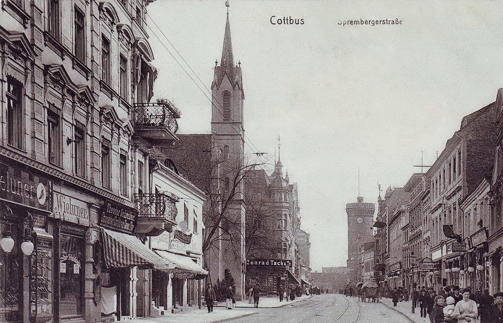 Cottbus - Spremberger Straße Otto Rechnitz Nchf, vor 1910 (Ansichtskarte).JPG