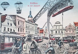 1908 Alte AK = Cottbus = In der Zukunft Zukunftskarte Verkehr = 1908